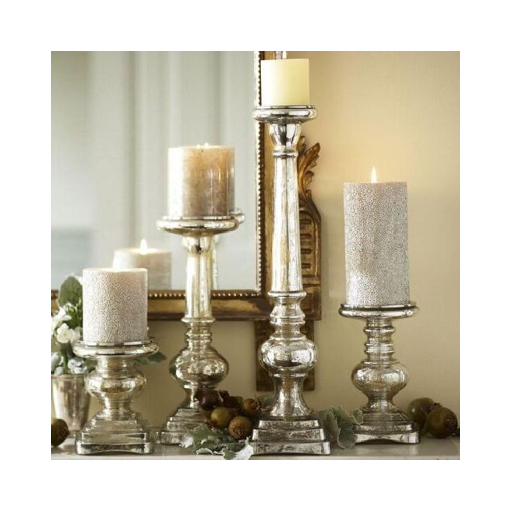 CANDELIERE VETRO CHAMPAGNE H.22